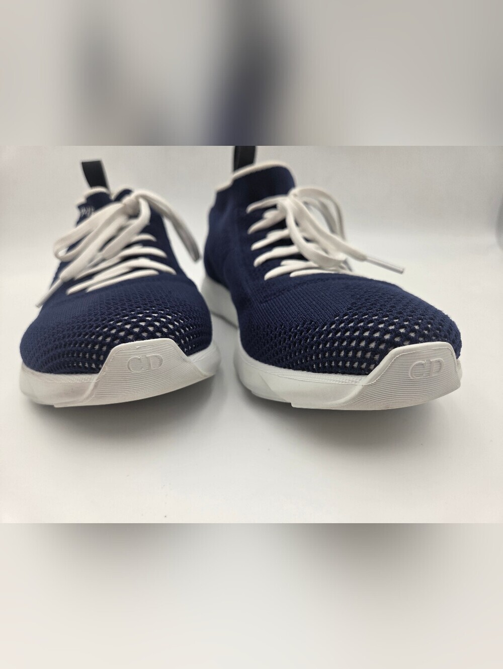 Dior Navy  Blue and White Knit Slip-On Sneaker Size 40 - Picture 2 of 14